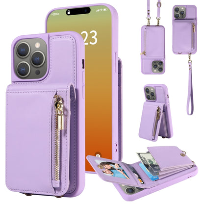 Crossbody Lanyard Zipper Wallet Leather Phone Case, For iPhone 15 Pro Max, For iPhone 15 Pro, For iPhone 15 Plus, For iPhone 15