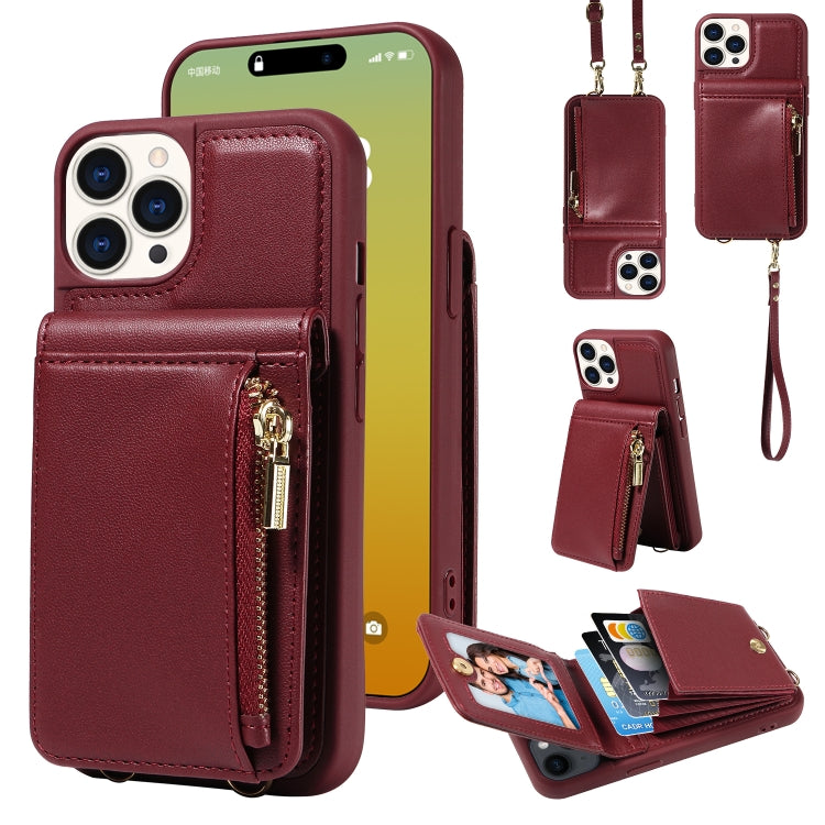 Crossbody Lanyard Zipper Wallet Leather Phone Case, For iPhone 15 Pro Max, For iPhone 15 Pro, For iPhone 15 Plus, For iPhone 15
