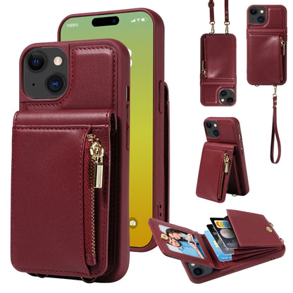Crossbody Lanyard Zipper Wallet Leather Phone Case, For iPhone 15 Pro Max, For iPhone 15 Pro, For iPhone 15 Plus, For iPhone 15