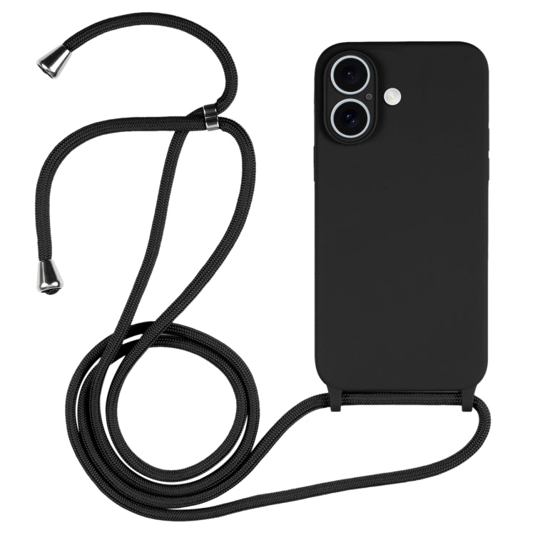 Crossbody Lanyard Liquid Silicone Case, For iPhone 16 Plus