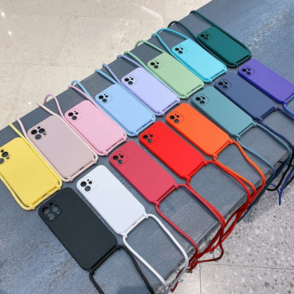 Crossbody Lanyard Liquid Silicone Case, For iPhone 16 Pro