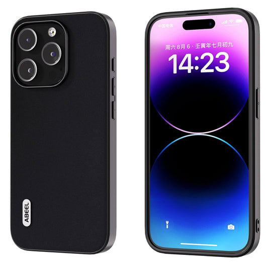 ABEEL Genuine Leather Silky Soft Black Edge Phone Case, For iPhone 15 Pro Max, For iPhone 15 Pro, For iPhone 15 Plus, For iPhone 15, For iPhone 14 Plus, For iPhone 14, For iPhone 14 Pro, For iPhone 14 Pro Max