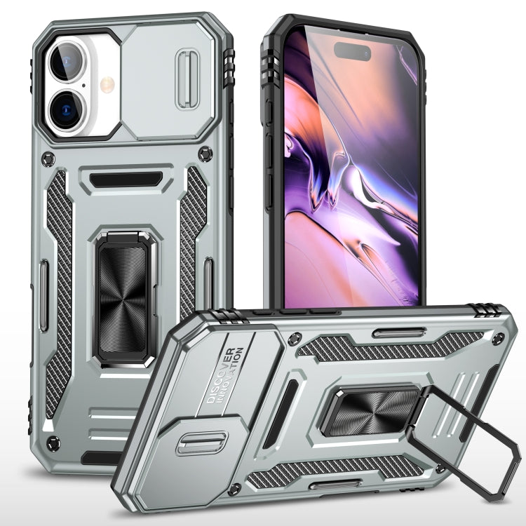 Armor PC + TPU Camera Shield Phone Case, For iPhone 17 Pro Max, For iPhone 17 Pro, For iPhone 16e, For iPhone 16 Pro Max, For iPhone 16 Pro, For iPhone 16 Plus