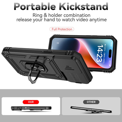 جراب هاتف مزود بحامل كاميرا منزلق، مناسب لأجهزة iPhone 15 Pro Max وiPhone 15 Pro وiPhone 15 Plus وiPhone 15