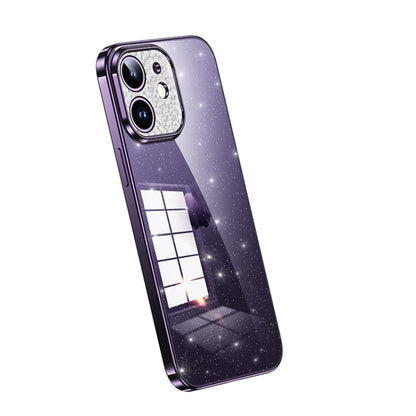جراب هاتف SULADA مطلي بالكهرباء شفاف لامع من مادة TPU، لهاتف iPhone 12 Pro Max، لهاتف iPhone 11