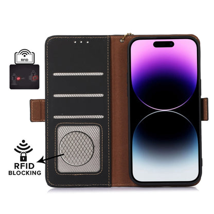 جراب هاتف جلدي أصلي مغناطيسي بتقنية تحديد الهوية بموجات الراديو، مناسب لأجهزة iPhone 16 Pro Max وiPhone 16 Pro وiPhone 15 Pro Max وiPhone 15 Pro وiPhone 15 Plus وiPhone 15