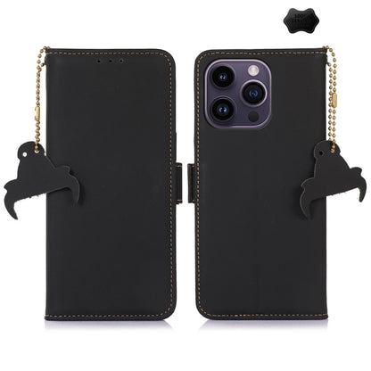 جراب هاتف جلدي أصلي مغناطيسي بتقنية تحديد الهوية بموجات الراديو، مناسب لأجهزة iPhone 16 Pro Max وiPhone 16 Pro وiPhone 15 Pro Max وiPhone 15 Pro وiPhone 15 Plus وiPhone 15