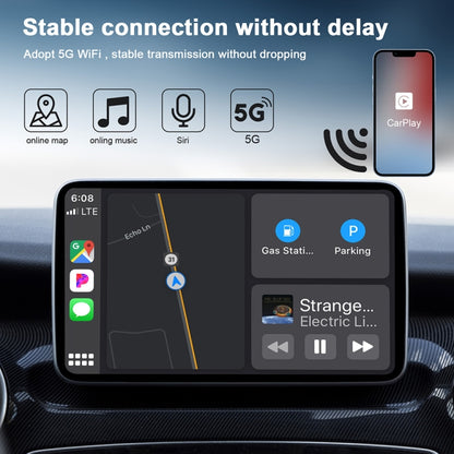 USB + USB-C / Type-C Wired to Wireless Carplay Adapter for iPhone, White Round