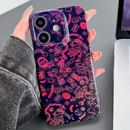جراب هاتف PC بفتحة دقيقة بنمط مرسوم، مناسب لجهاز iPhone 11