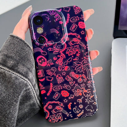 جراب هاتف PC بفتحة دقيقة بنمط مرسوم، لهاتف iPhone X / XS