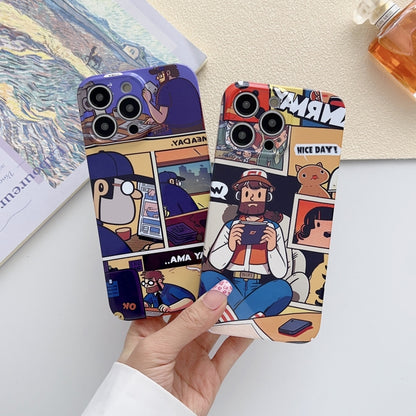 جراب هاتف PC بفتحة دقيقة بنمط مرسوم، لهاتف iPhone X / XS