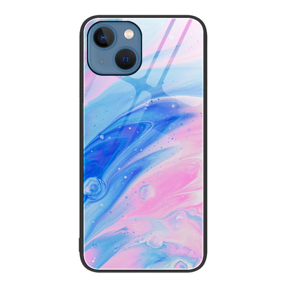 Marble Pattern Glass Protective Phone Case, For iPhone 15 Plus, For iPhone 15