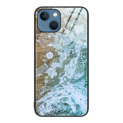 Marble Pattern Glass Protective Phone Case, For iPhone 15 Plus, For iPhone 15