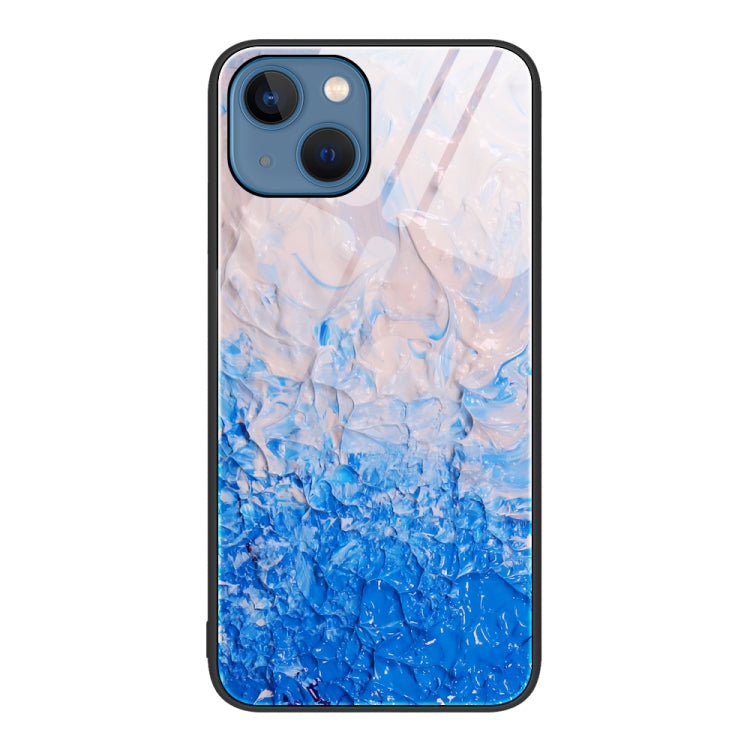 Marble Pattern Glass Protective Phone Case, For iPhone 15 Plus, For iPhone 15
