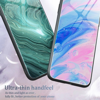 Marble Pattern Glass Protective Phone Case, For iPhone 15 Plus, For iPhone 15