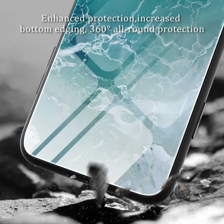 Marble Pattern Glass Protective Phone Case, For iPhone 15 Plus, For iPhone 15