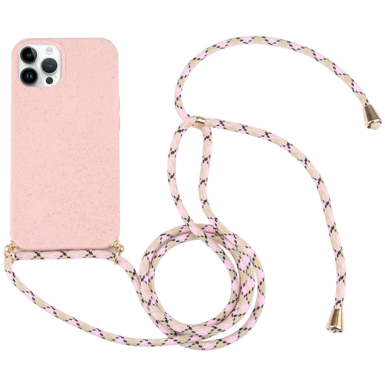 جراب هاتف مقاوم للصدمات من مادة TPU من قش القمح مع حبل للرقبة، لهاتف iPhone 16 Pro Max، وiPhone 16 Pro، وiPhone 16 Plus
