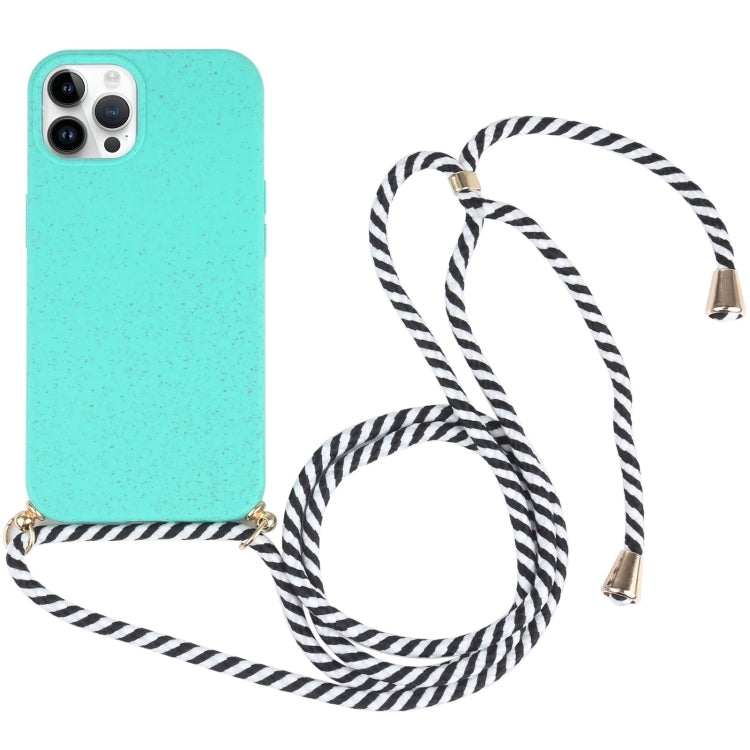 جراب هاتف مقاوم للصدمات من مادة TPU من قش القمح مع حبل للرقبة، لهاتف iPhone 16 Pro Max، وiPhone 16 Pro، وiPhone 16 Plus
