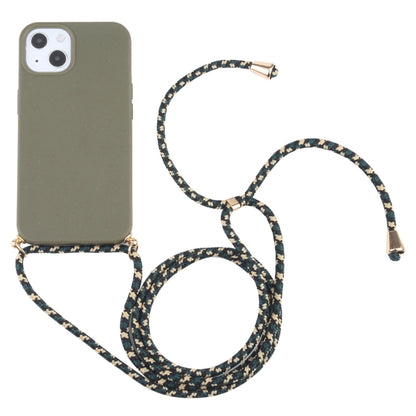 جراب هاتف مقاوم للصدمات من مادة TPU من قش القمح مع حبل للرقبة، لهاتف iPhone 15 Plus، لهاتف iPhone 15