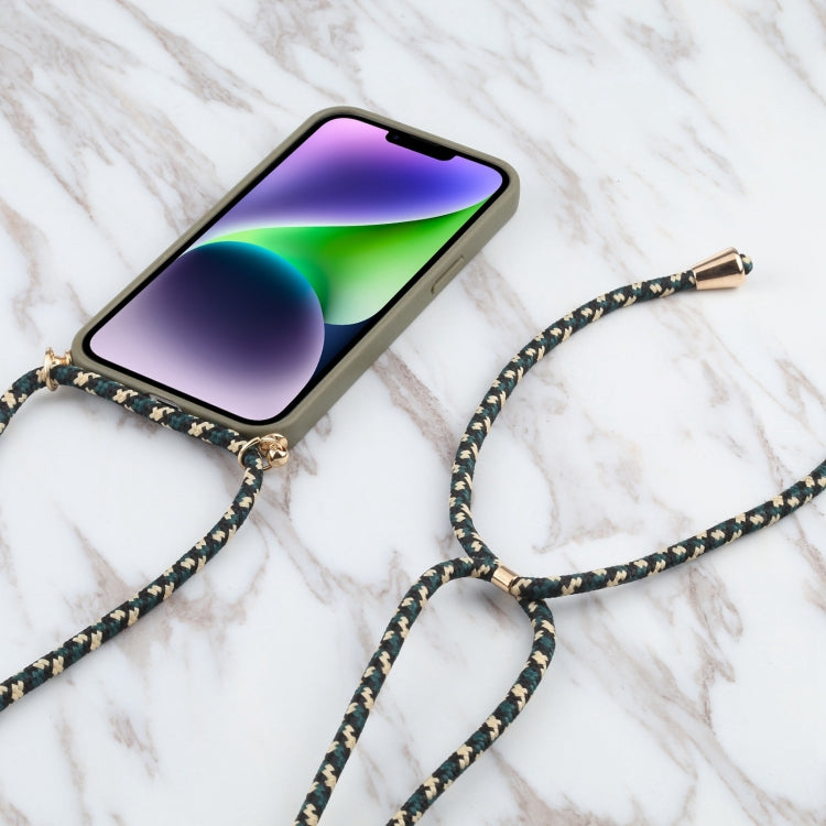 جراب هاتف مقاوم للصدمات من مادة TPU من قش القمح مع حبل للرقبة، لهاتف iPhone 15 Plus، لهاتف iPhone 15