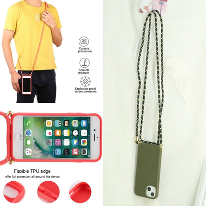 جراب هاتف مقاوم للصدمات من مادة TPU من قش القمح مع حبل للرقبة، لهاتف iPhone 15 Plus، لهاتف iPhone 15