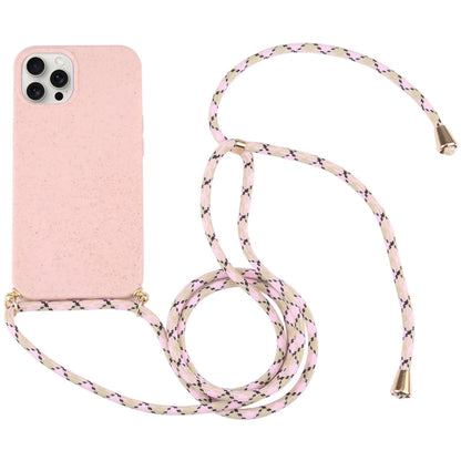 جراب هاتف مقاوم للصدمات من مادة TPU من قش القمح مع حبل للرقبة، لهاتف iPhone 16 Pro Max، وiPhone 16 Pro، وiPhone 16 Plus