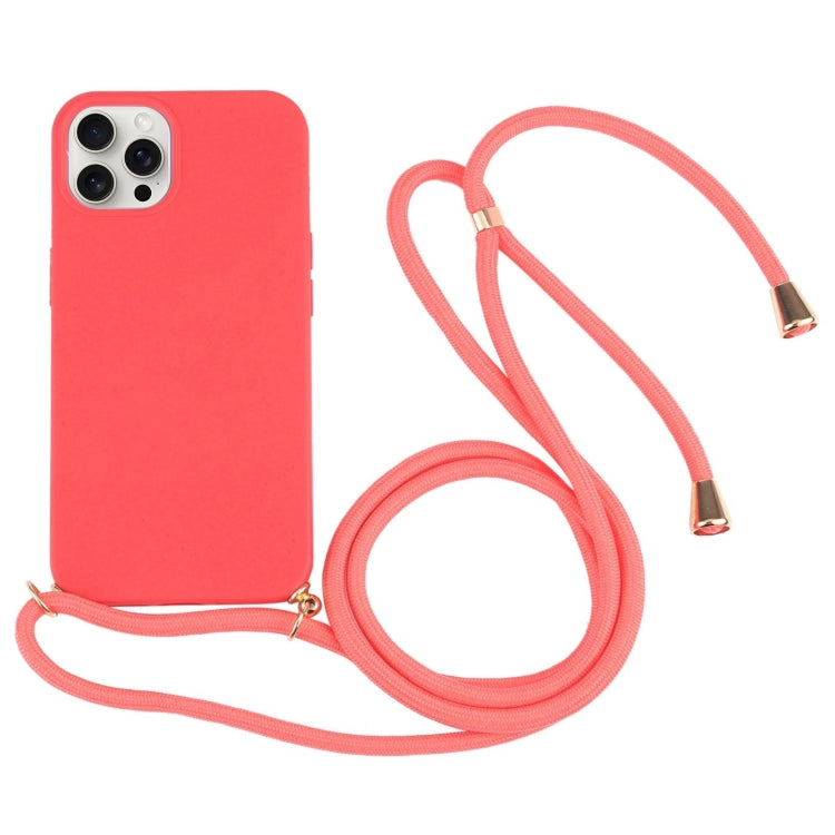 جراب هاتف مقاوم للصدمات من مادة TPU من قش القمح مع حبل للرقبة، لهاتف iPhone 16 Pro Max، وiPhone 16 Pro، وiPhone 16 Plus