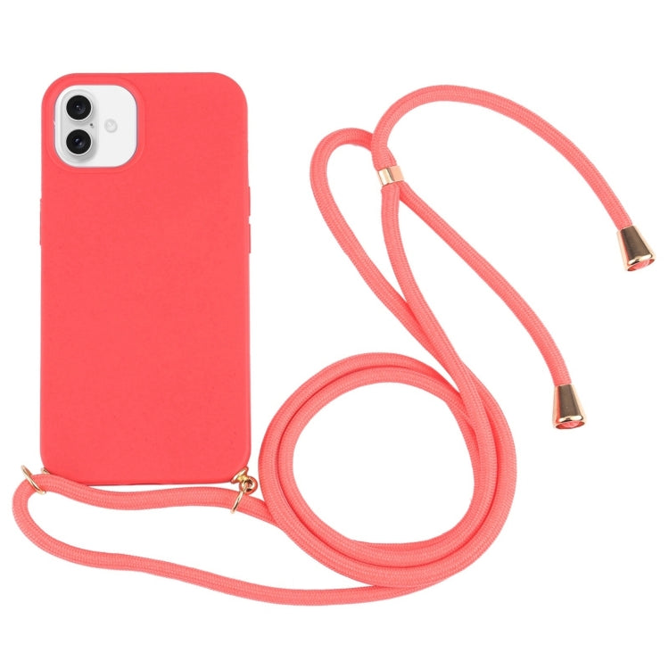 جراب هاتف مقاوم للصدمات من مادة TPU من قش القمح مع حبل للرقبة، لهاتف iPhone 16 Pro Max، وiPhone 16 Pro، وiPhone 16 Plus