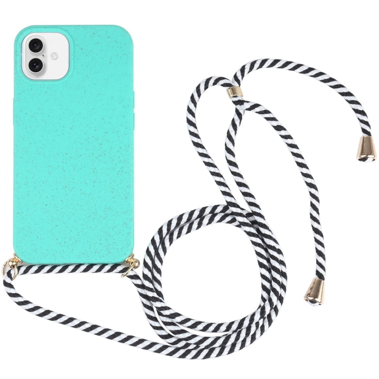جراب هاتف مقاوم للصدمات من مادة TPU من قش القمح مع حبل للرقبة، لهاتف iPhone 16 Pro Max، وiPhone 16 Pro، وiPhone 16 Plus
