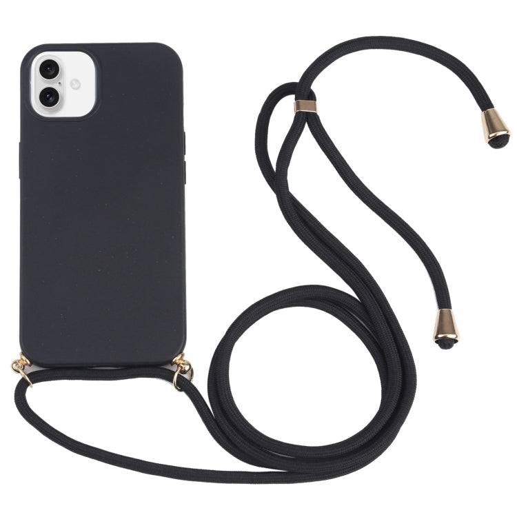 جراب هاتف مقاوم للصدمات من مادة TPU من قش القمح مع حبل للرقبة، لهاتف iPhone 16 Pro Max، وiPhone 16 Pro، وiPhone 16 Plus