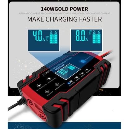 ANHTCzyx 12V 8A  / 24V 4A Automobile Battery Charger Motorcycle Battery Repair Type AGM, US Plug (Red), EU Plug (Red), UK Plug (Red), AU Plug (Red)