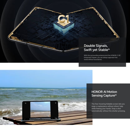 Honor Magic V2 Ultimate 5G، شاشة 7.92 بوصة + شاشة 6.43 بوصة MagicOS 7.2 Snapdragon 8 Gen2 ثماني النواة حتى 3.36 جيجاهرتز، الشبكة: 5G، OTG، لا يدعم Google Play، 16 جيجابايت + 1 تيرابايت