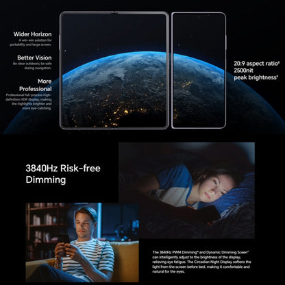 Honor Magic V2 Ultimate 5G، شاشة 7.92 بوصة + شاشة 6.43 بوصة MagicOS 7.2 Snapdragon 8 Gen2 ثماني النواة حتى 3.36 جيجاهرتز، الشبكة: 5G، OTG، لا يدعم Google Play، 16 جيجابايت + 1 تيرابايت