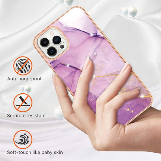 Electroplating Marble Pattern Dual-side IMD TPU Shockproof Phone Case, For iPhone 16 Pro Max, For iPhone 16 Pro, For iPhone 16 Plus, For iPhone 16