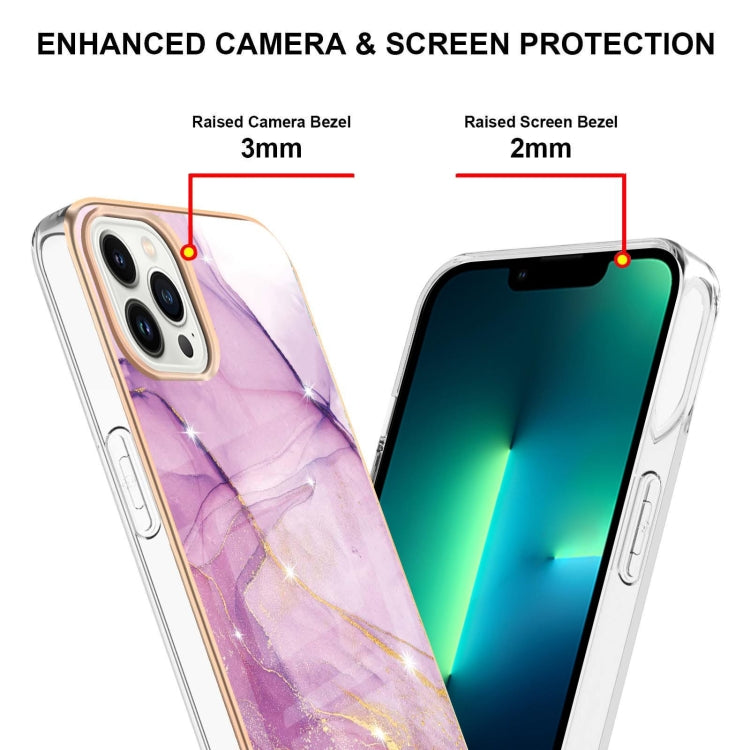 Electroplating Marble Pattern Dual-side IMD TPU Shockproof Phone Case, For iPhone 16 Pro Max, For iPhone 16 Pro, For iPhone 16 Plus, For iPhone 16
