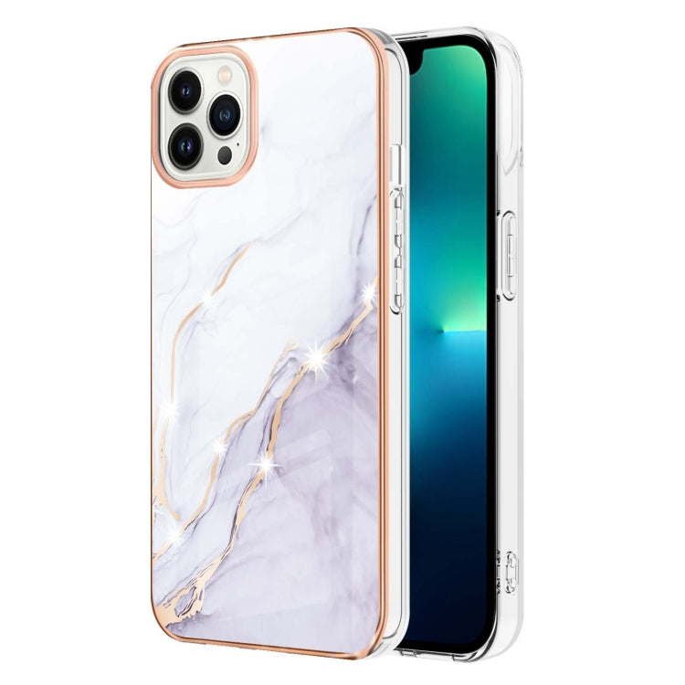 Electroplating Marble Pattern Dual-side IMD TPU Shockproof Phone Case, For iPhone 16 Pro Max, For iPhone 16 Pro, For iPhone 16 Plus, For iPhone 16