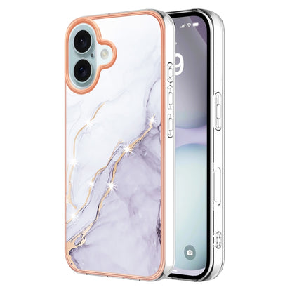 Electroplating Marble Pattern Dual-side IMD TPU Shockproof Phone Case, For iPhone 16 Pro Max, For iPhone 16 Pro, For iPhone 16 Plus, For iPhone 16, For iPhone 15 Pro Max, For iPhone 15 Pro, For iPhone 15 Plus, For iPhone 15