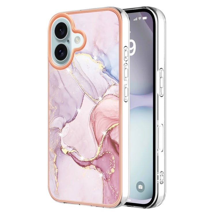 Electroplating Marble Pattern Dual-side IMD TPU Shockproof Phone Case, For iPhone 16 Pro Max, For iPhone 16 Pro, For iPhone 16 Plus, For iPhone 16