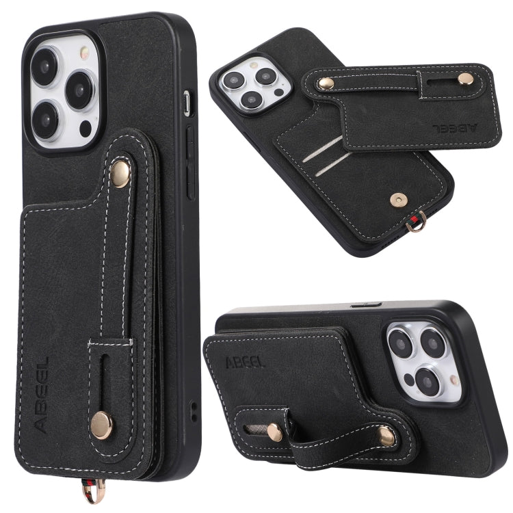 ABEEL Litchi Texture Card Bag PU Phone Case, For iPhone 15 Pro Max, For iPhone 15 Pro, For iPhone 15 Plus, For iPhone 15, For iPhone 14 Plus, For iPhone 14, For iPhone 14 Pro, For iPhone 14 Pro Max
