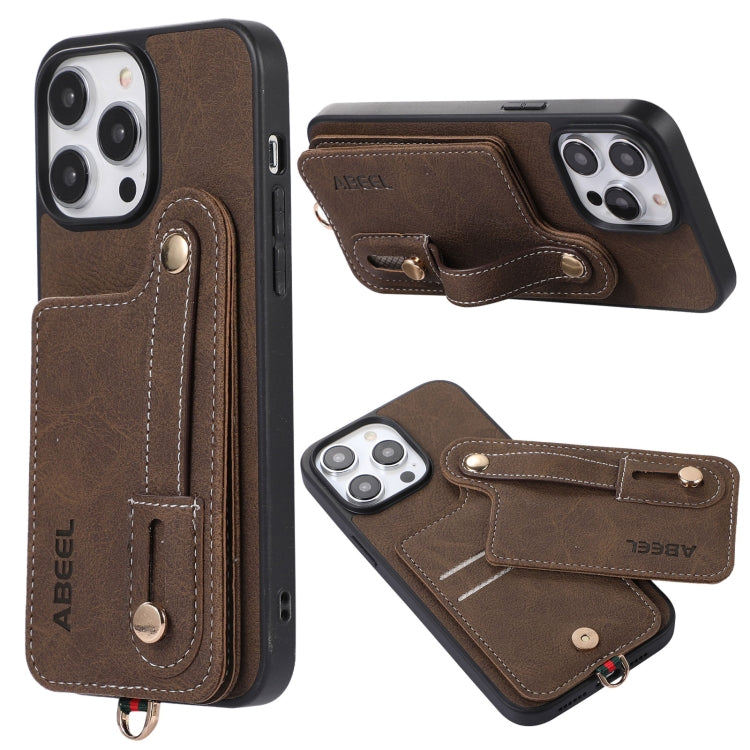 ABEEL Litchi Texture Card Bag PU Phone Case, For iPhone 15 Pro Max, For iPhone 15 Pro, For iPhone 15 Plus, For iPhone 15, For iPhone 14 Plus, For iPhone 14, For iPhone 14 Pro, For iPhone 14 Pro Max