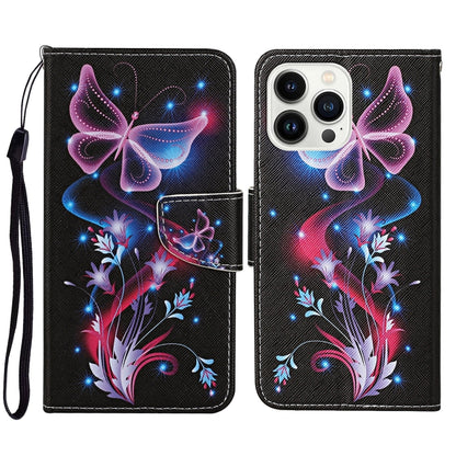 3D Colored Drawing Flip Leather Phone Case, For iPhone 15 Pro Max, For iPhone 15 Pro