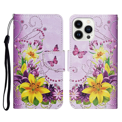 3D Colored Drawing Flip Leather Phone Case, For iPhone 15 Pro Max, For iPhone 15 Pro