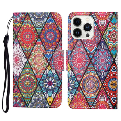 3D Colored Drawing Flip Leather Phone Case, For iPhone 15 Pro Max, For iPhone 15 Pro
