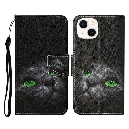 3D Colored Drawing Flip Leather Phone Case, For iPhone 15 Plus, For iPhone 15