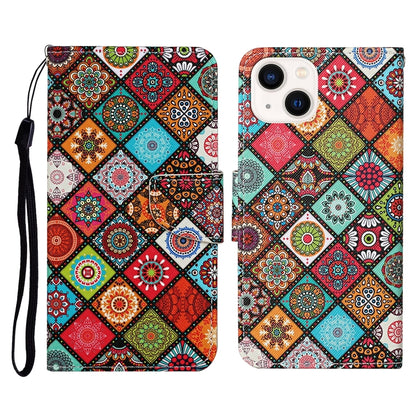 3D Colored Drawing Flip Leather Phone Case, For iPhone 15 Plus, For iPhone 15