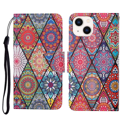 3D Colored Drawing Flip Leather Phone Case, For iPhone 15 Plus, For iPhone 15
