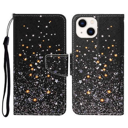 3D Colored Drawing Flip Leather Phone Case, For iPhone 15 Plus, For iPhone 15