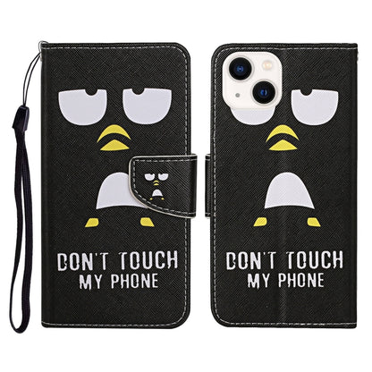 3D Colored Drawing Flip Leather Phone Case, For iPhone 15 Plus, For iPhone 15