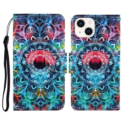 3D Colored Drawing Flip Leather Phone Case, For iPhone 15 Plus, For iPhone 15