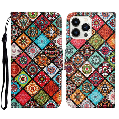 3D Colored Drawing Flip Leather Phone Case, For iPhone 16 Pro Max, For iPhone 16 Pro
